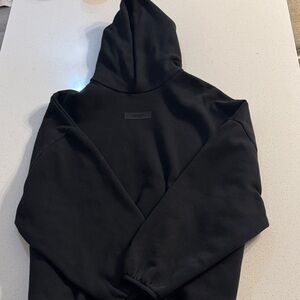 Essentials Fear of God Black Cuffed Hoodie